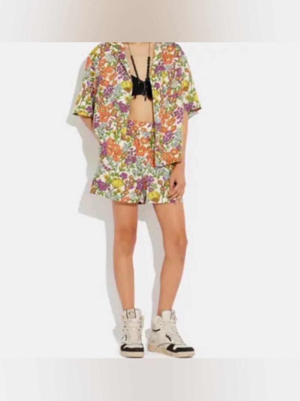 NWOT Coach Floral Shirt and Shorts Set